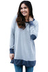 Sexy Grey Side Pocket Elbow Patch Colorblock Tunic